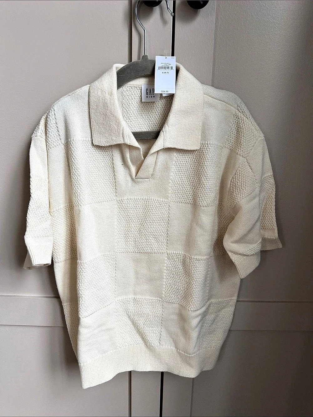 Gap Kids Color Block Polo in Cream Size 6 NWT
